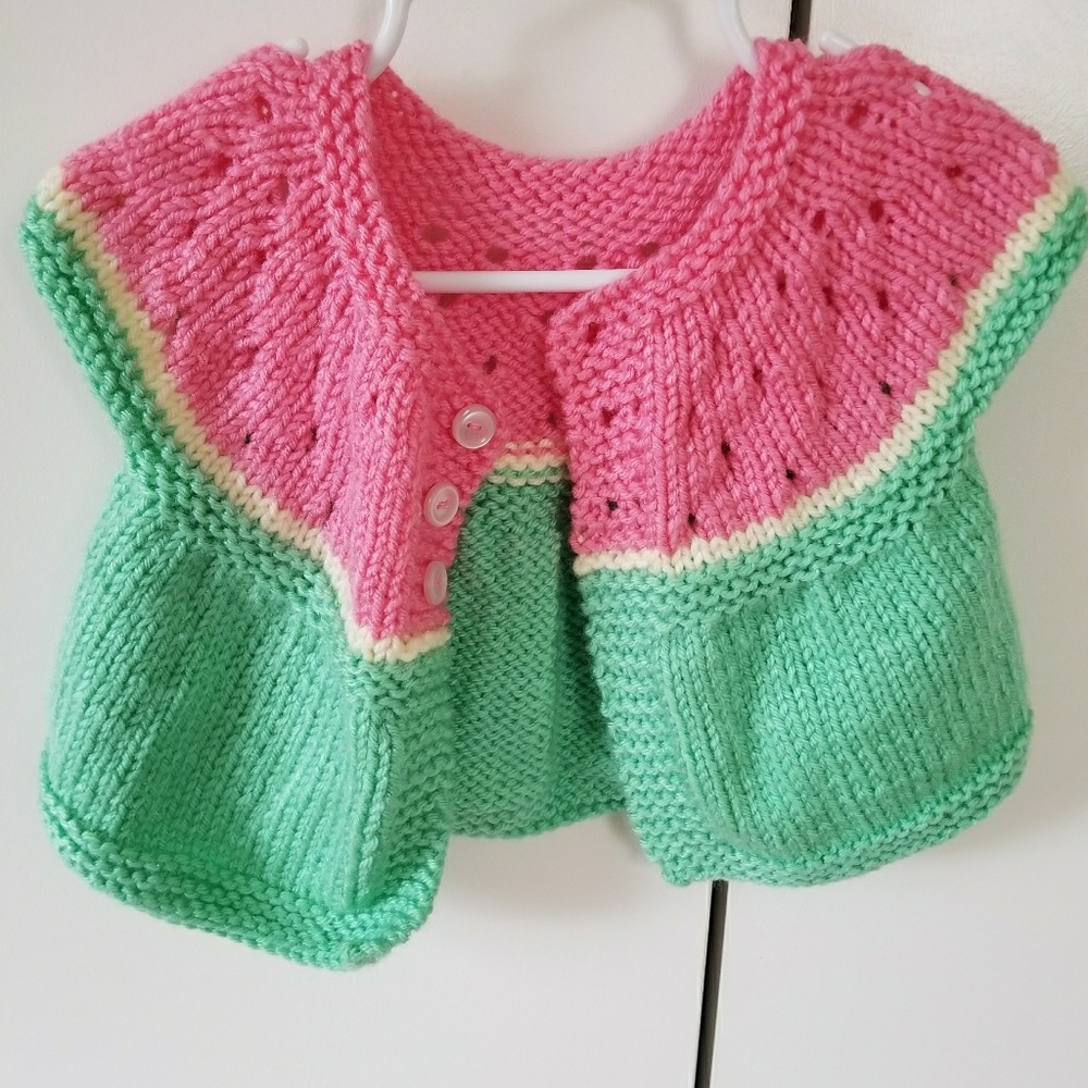 Watermelon colored handknit sweater